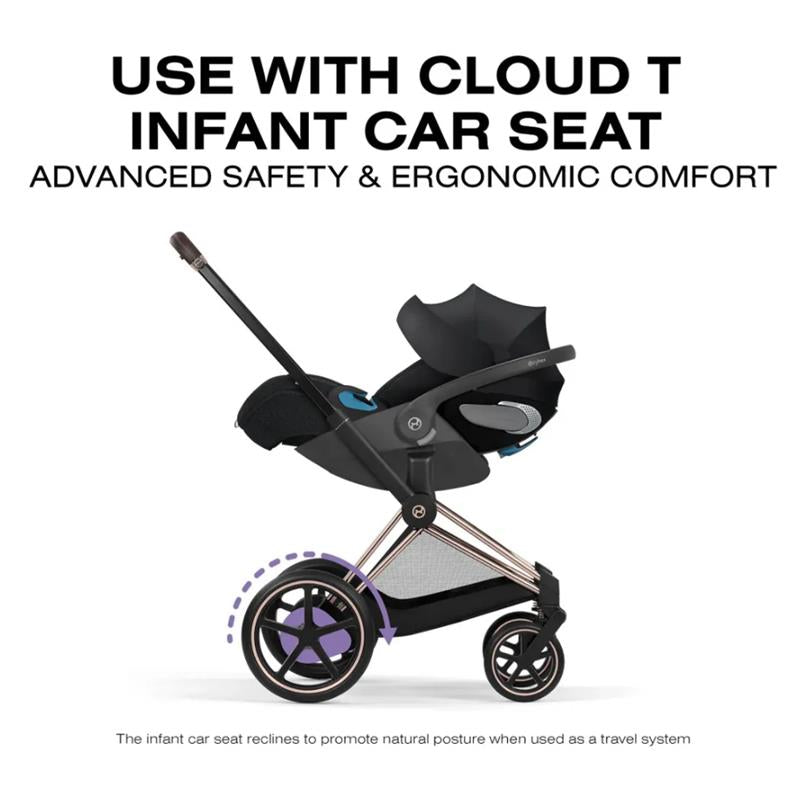 Cybex E-Priam Stroller, Matte Black Frame/Coconut Brown Lux Seat Image 10