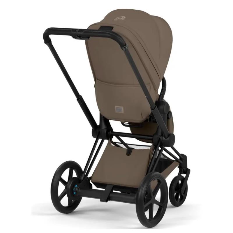 Cybex E-Priam Stroller, Matte Black Frame/Coconut Brown Lux Seat Image 3