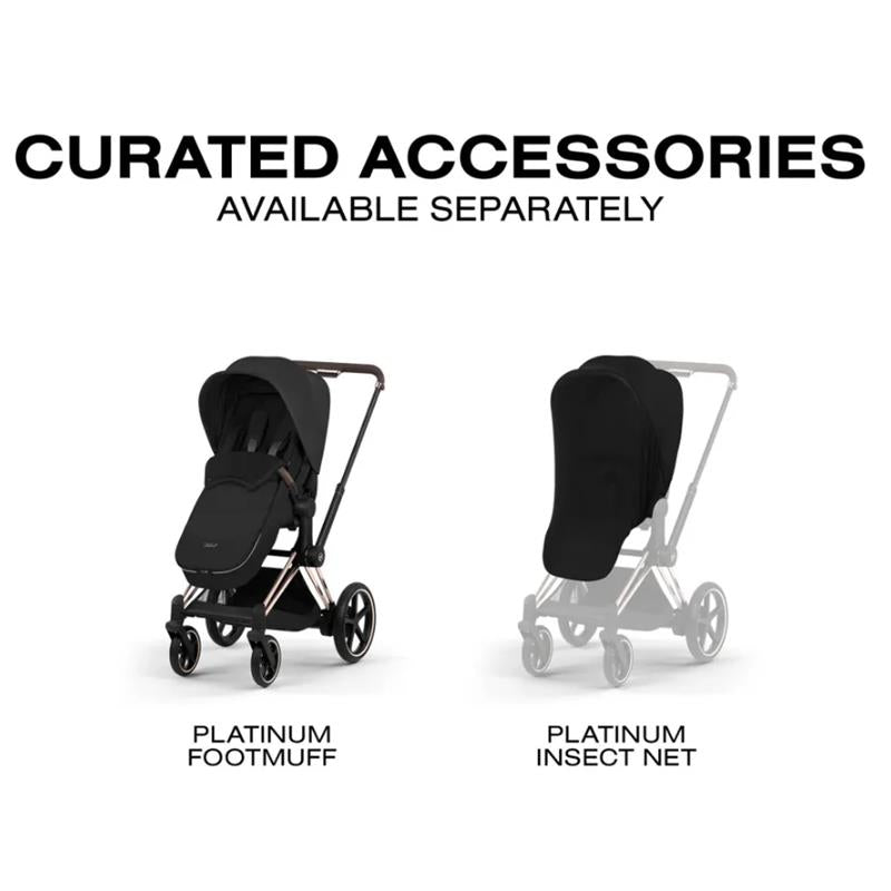Cybex E-Priam Stroller, Matte Black Frame/Cozy Beige Lux Seat Image 11