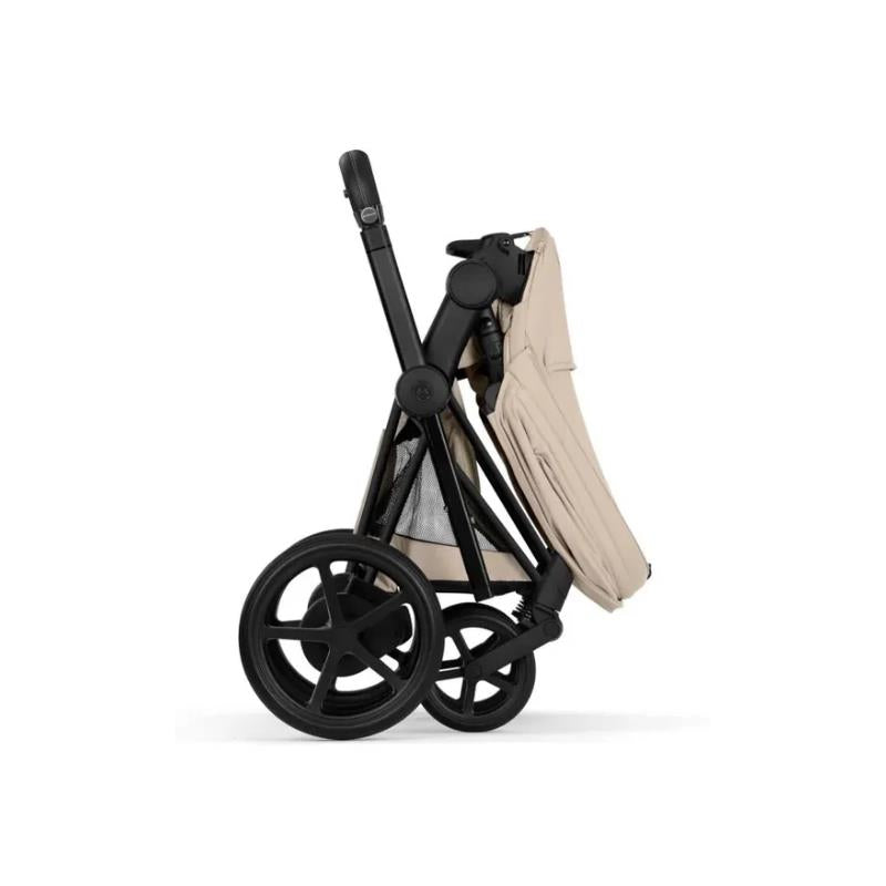 Cybex E-Priam Stroller, Matte Black Frame/Cozy Beige Lux Seat Image 4