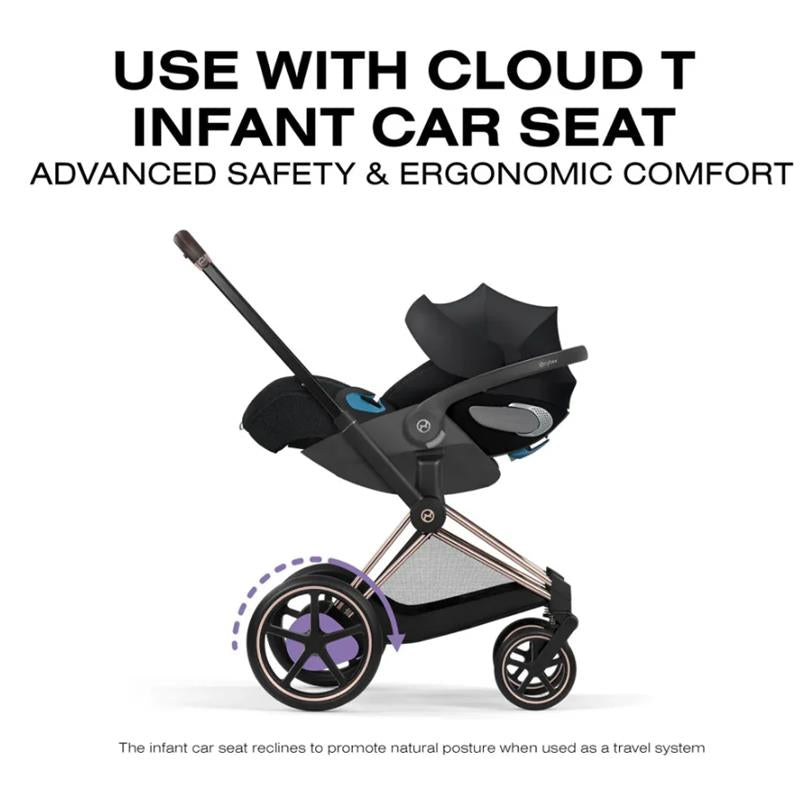 Cybex E-Priam Stroller, Matte Black Frame/Sepia Black Lux Seat Image 10