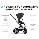 Cybex E-Priam Stroller, Matte Black Frame/Sepia Black Lux Seat Image 7