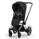 Cybex E-Priam Stroller, Rose Gold Frame/Sepia Black Lux Seat Image 1
