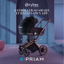 Cybex E-Priam Stroller, Rose Gold Frame/Sepia Black Lux Seat Image 5