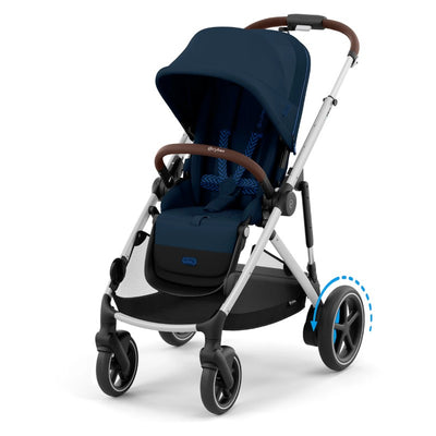 Cybex e-Gazelle S Electronic Assist Stroller, Silver Frame/Ocean Blue