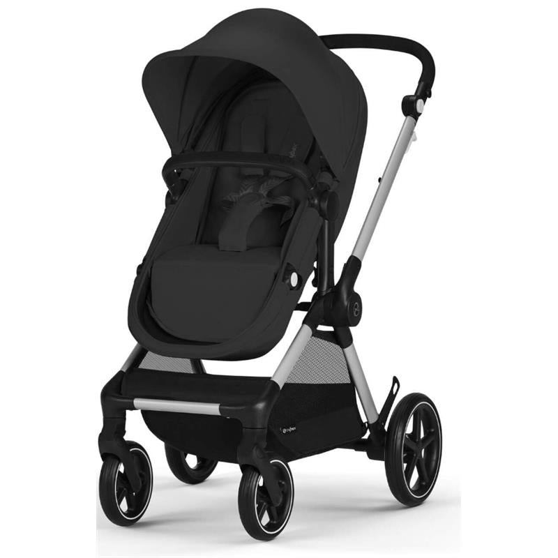 Cybex - EOS 5-in-1 Travel System Stroller + Lightweight Aton G Swivel Infant Car Seat, Moon Black, Silver Frame Image 4