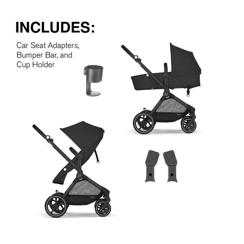 Cybex - EOS Travel System, Stroller + Aton G Infant Car Seat Moon Black (Silver Frame) Image 8