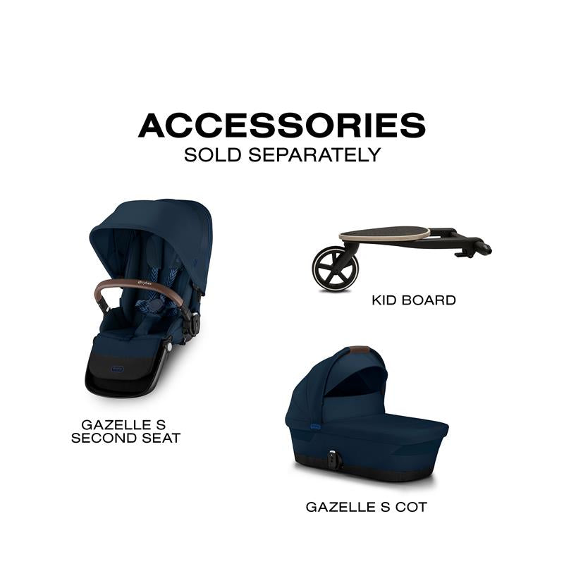 Cybex - Gazelle S 2 Double Stroller Bundle, Ocean Blue/Silver Frame Image 10