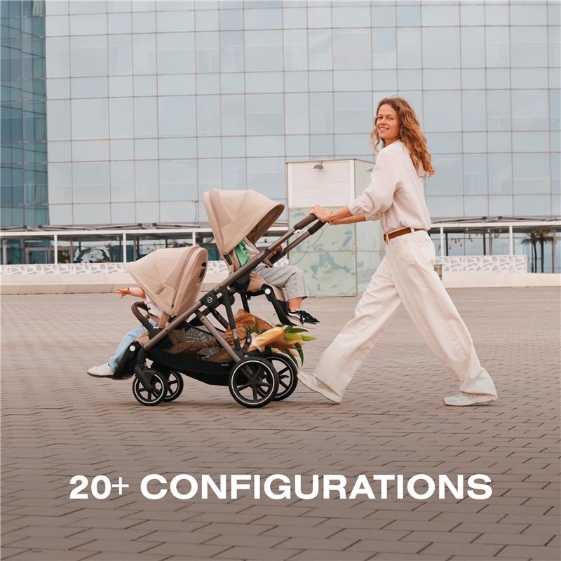 Cybex - Gazelle S 2 Single-to-Double Stroller, Taupe Frame/Almond Beige Image 3