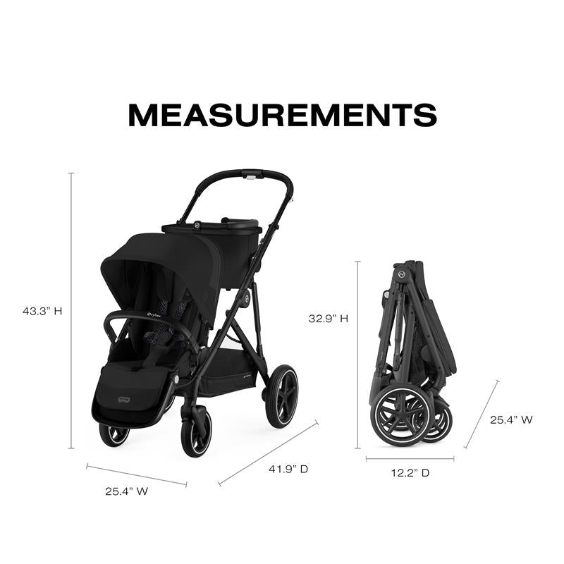 Cybex - Gazelle S 2 Single-to-Double Stroller, Black Frame/Moon Black Image 6