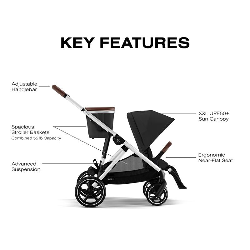 cybex stroller for twins Cybex Gazelle S Stroller Moon Black/Silver Frame