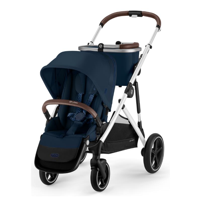 Cybex Gazelle S Single-to-Double Stroller, Silver Frame/Ocean Blue
