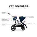 Cybex - Gazelle S 2 Single-to-Double Stroller, Silver Frame/Ocean Blue Image 5