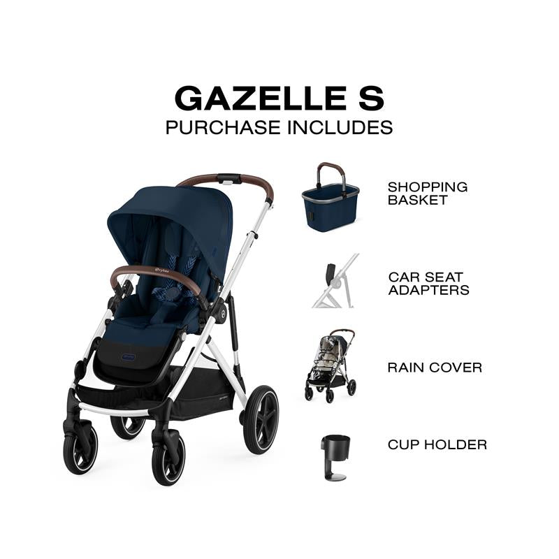 Cybex - Gazelle S 2 Single-to-Double Stroller, Silver Frame/Ocean Blue Image 7