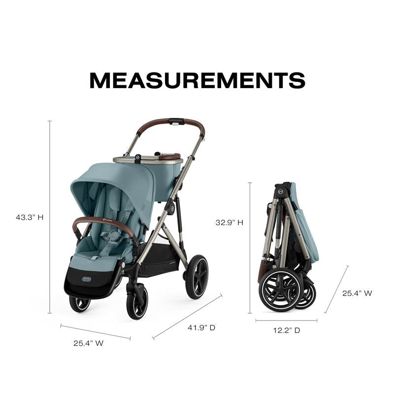 Cybex - Gazelle S 2 Single-to-Double Stroller, Taupe Frame /Sky Blue Image 6