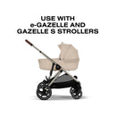 Cybex Gazelle S Cot in Almond Beige, designed for use with e-Gazelle and Gazelle S strollers.