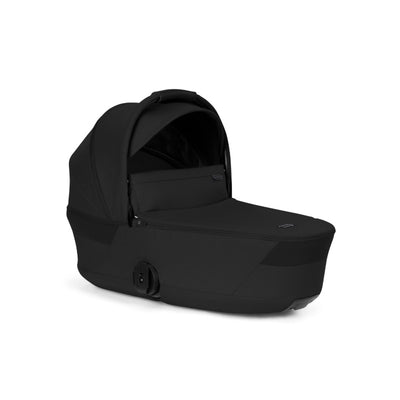 Foldable Cybex Gazelle S cot in Moon Black, featuring a sleek design and a covered, spacious sleeping area.