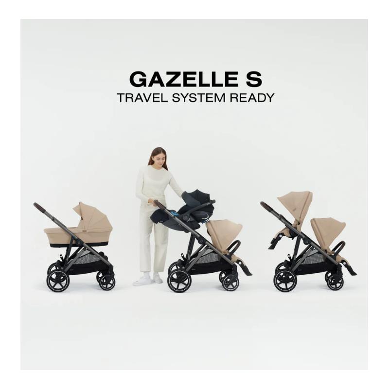 Cybex Gazelle S Single-to-Double Stroller, Taupe Frame With Chocolate Brown Seat Image 5