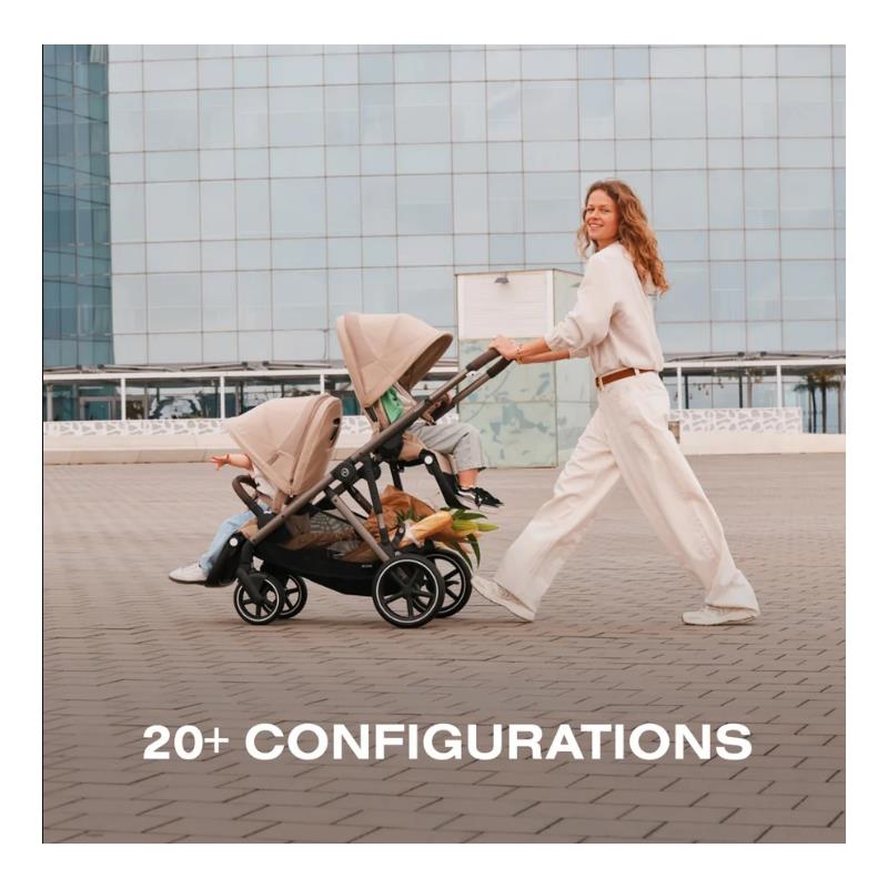 Cybex Gazelle S Single-to-Double Stroller, Taupe Frame With Chocolate Brown Seat Image 7