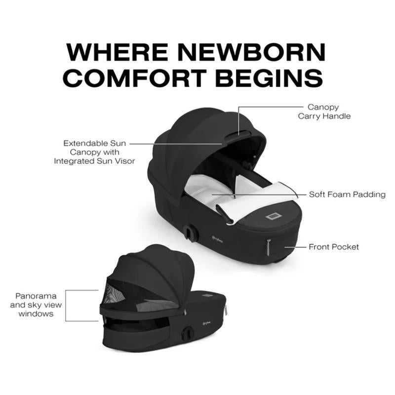 Cybex Mios/Coya Fold Lux Carry Cot, Sepia Black Image 4