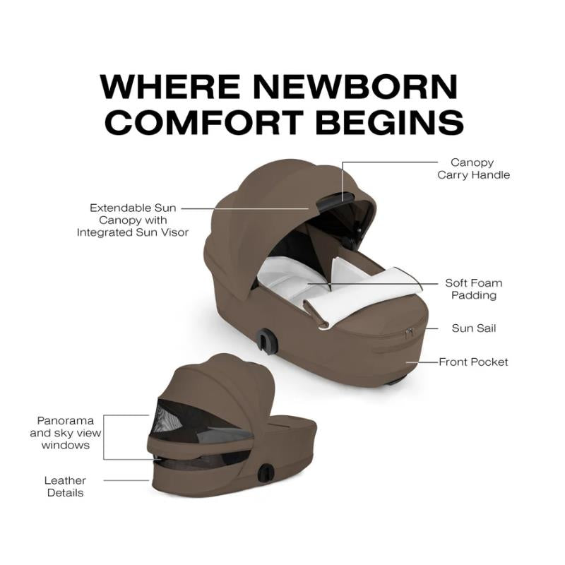 Cybex Mios/Coya Fold Lux Carry Cot Style Collection, Coconut Brown