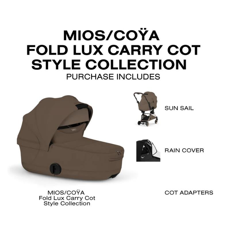 Cybex Mios/Coya Fold Lux Carry Cot Style Collection, Coconut Brown