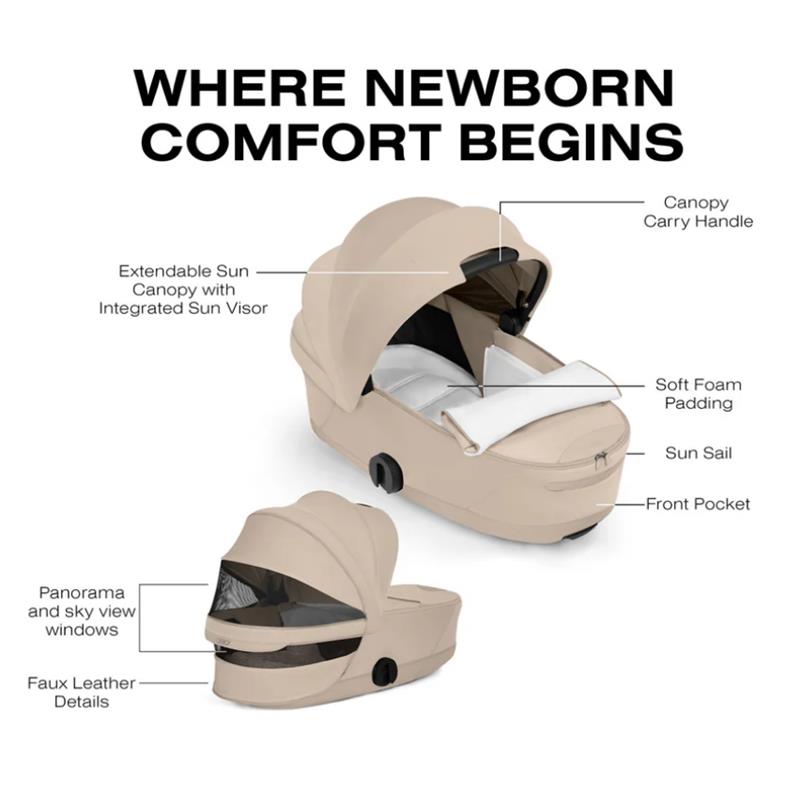 Cybex Mios/Coya Fold Lux Carry Cot Style Collection, Cozy Beige Image 4