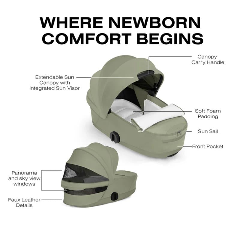 CYBEX MIOS/COYA Fold Lux Carry Cot Style Collection, Sage Green Image 4