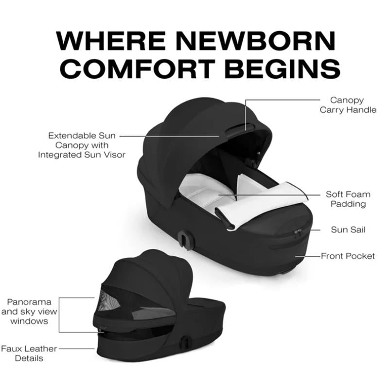 Cybex Mios/Coya Fold Lux Carry Cot Style Collection, Sepia Black Image 4
