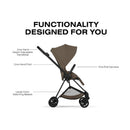 Cybex Mios Stroller, Matte Black Frame/Coconut Brown Lux Seat Coconut Brown Image 6