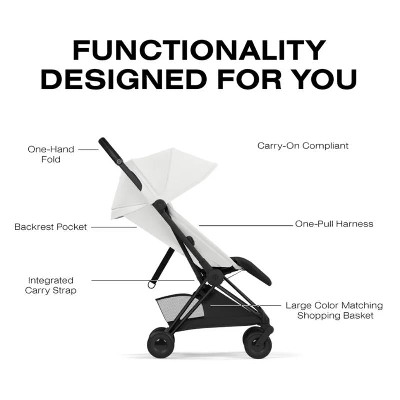 Cybex Platinum Coya Stroller Style Collection, Matte Black Frame/Off White Lux Seat Image 3