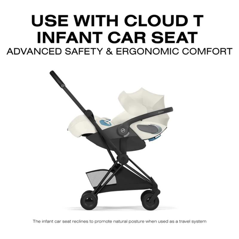 Cybex Platinum Coya Stroller Style Collection, Matte Black Frame/Off White Lux Seat Image 8
