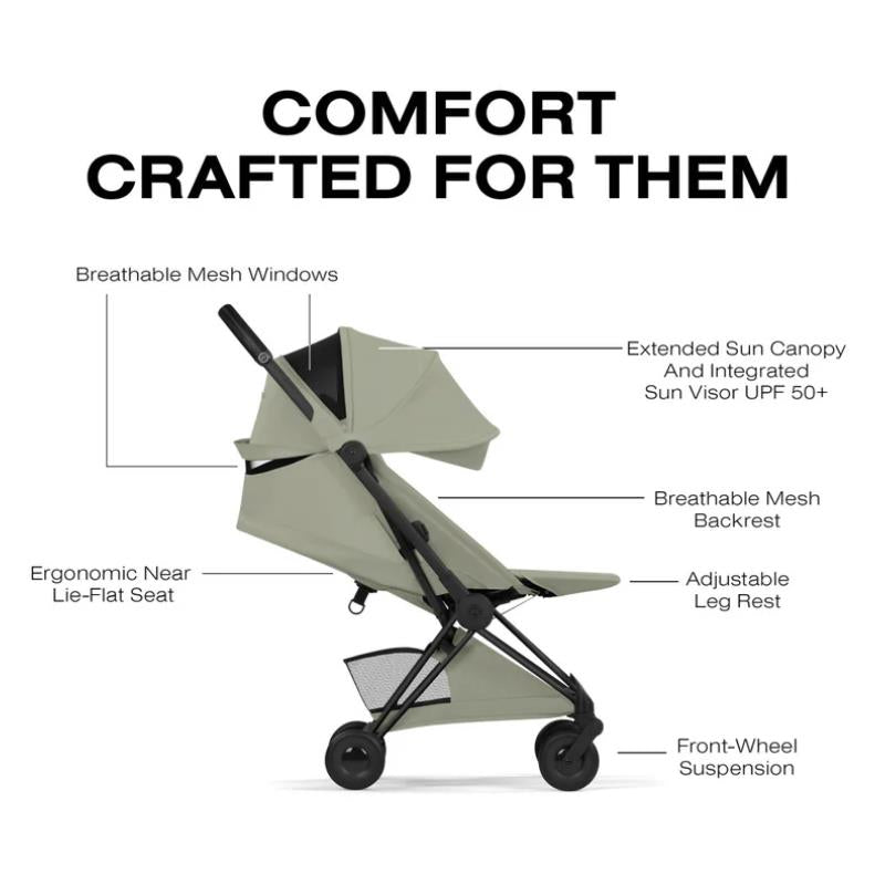 cybex lie flat Cybex Platinum Coya Stroller Style Collection, Matte Black Frame/Sage Green Lux Seat