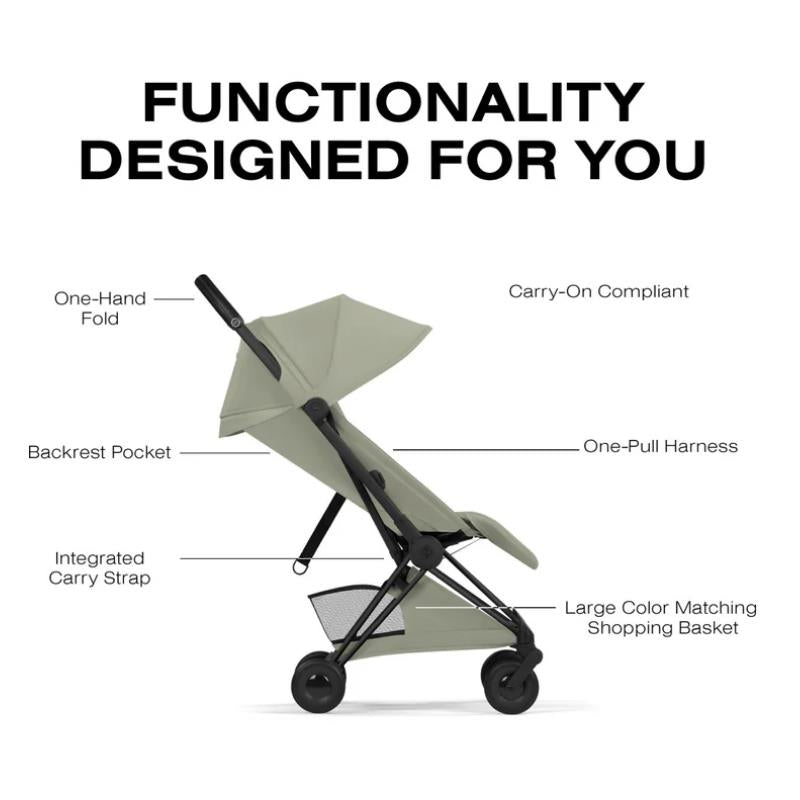 Cybex Platinum Coya Stroller Style Collection, Matte Black Frame/Sage Green Lux Seat Image 3