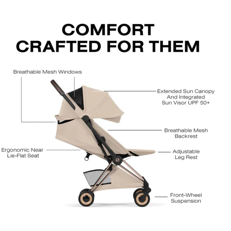 Cybex Platinum Coya Stroller Style Collection, Rose Gold Frame/Cozy Beige Lux Seat Image 2