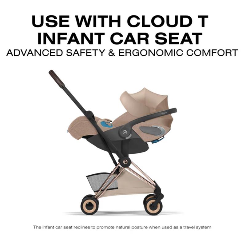 Cybex Platinum Coya Stroller Style Collection, Rose Gold Frame/Cozy Beige Lux Seat Image 9