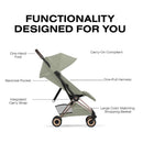 Cybex Platinum Coya Stroller Style Collection, Rose Gold Frame/Sage Green Lux Seat Image 3