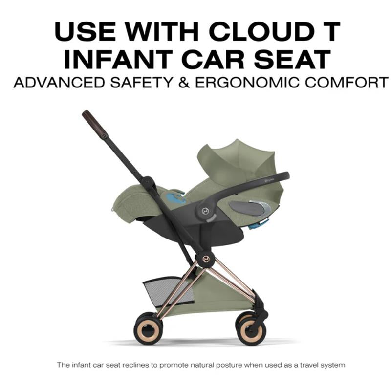 Cybex Platinum Coya Stroller Style Collection, Rose Gold Frame/Sage Green Lux Seat