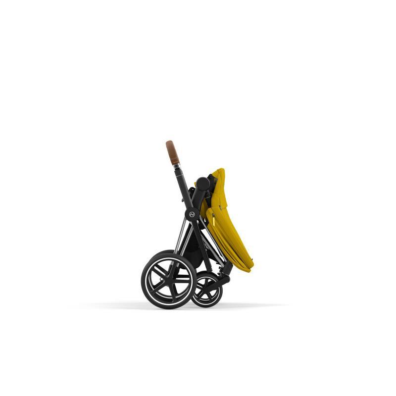 Cybex Priam 4 Stroller - Chrome/Brown Frame And Mustard Yellow Seat Pack Image 5