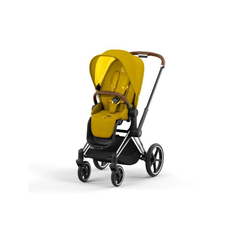 Cybex Priam 4 Stroller - Chrome/Brown Frame And Mustard Yellow Seat Pack Image 1