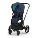 Cybex Priam 4 Stroller - Matte Black/Black Frame And Mountain Blue Seat Pack Image 1