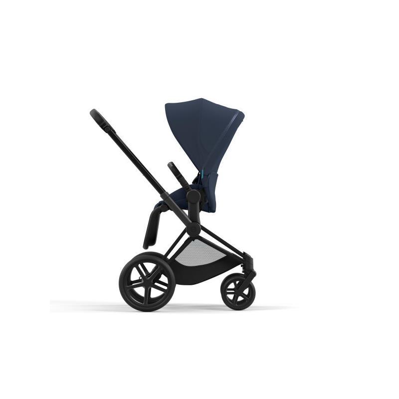 Cybex Priam 4 Stroller - Matte Black/Black Frame And Nautical Blue Seat Pack Image 7