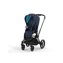 Cybex Priam 4 Stroller - Matte Black/Black Frame And Nautical Blue Seat Pack Image 1
