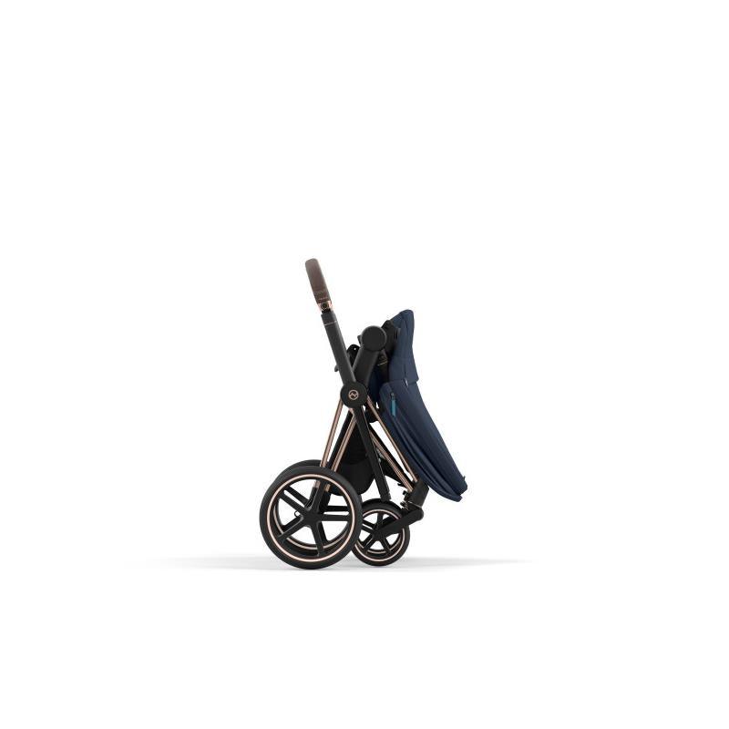 Cybex Priam 4 Stroller - Rose Gold/Brown Frame And Nautical Blue Seat Pack Image 4