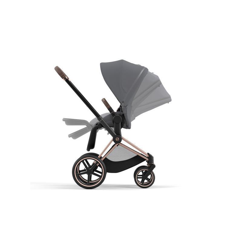 Cybex Priam 4 Stroller - Rose Gold/Brown Frame And Soho Grey Seat Pack Image 5