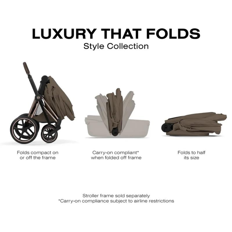 Cybex PRIAM Fold Lux Carry Cot, Coconut Brown