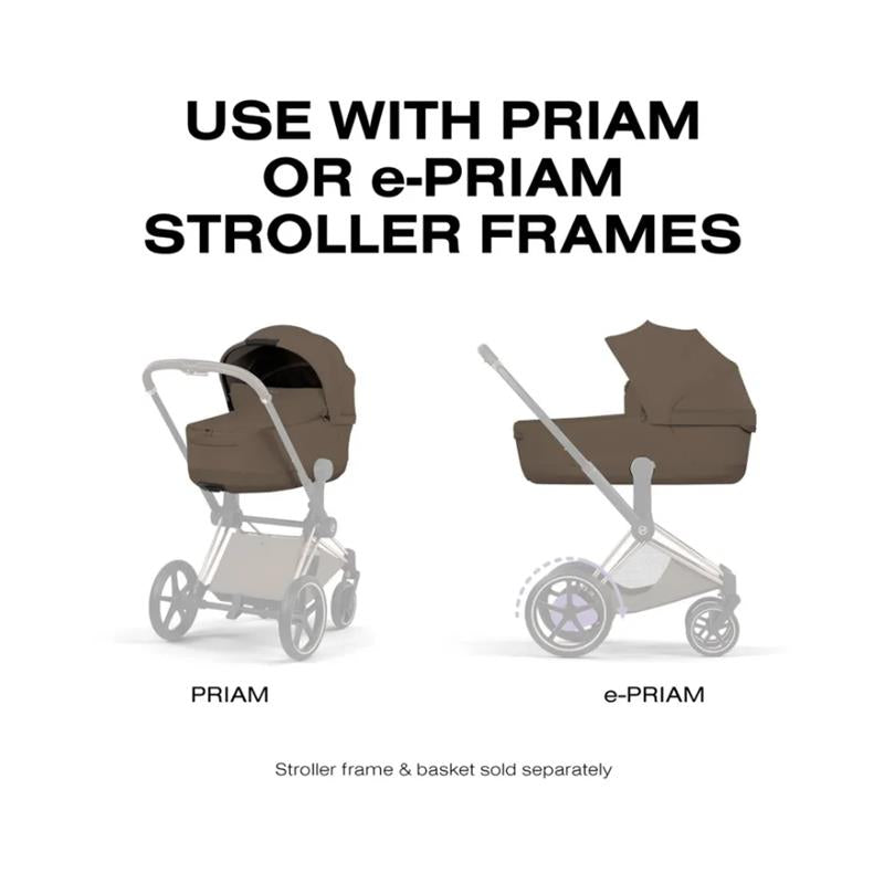 Cybex PRIAM Fold Lux Carry Cot, Coconut Brown