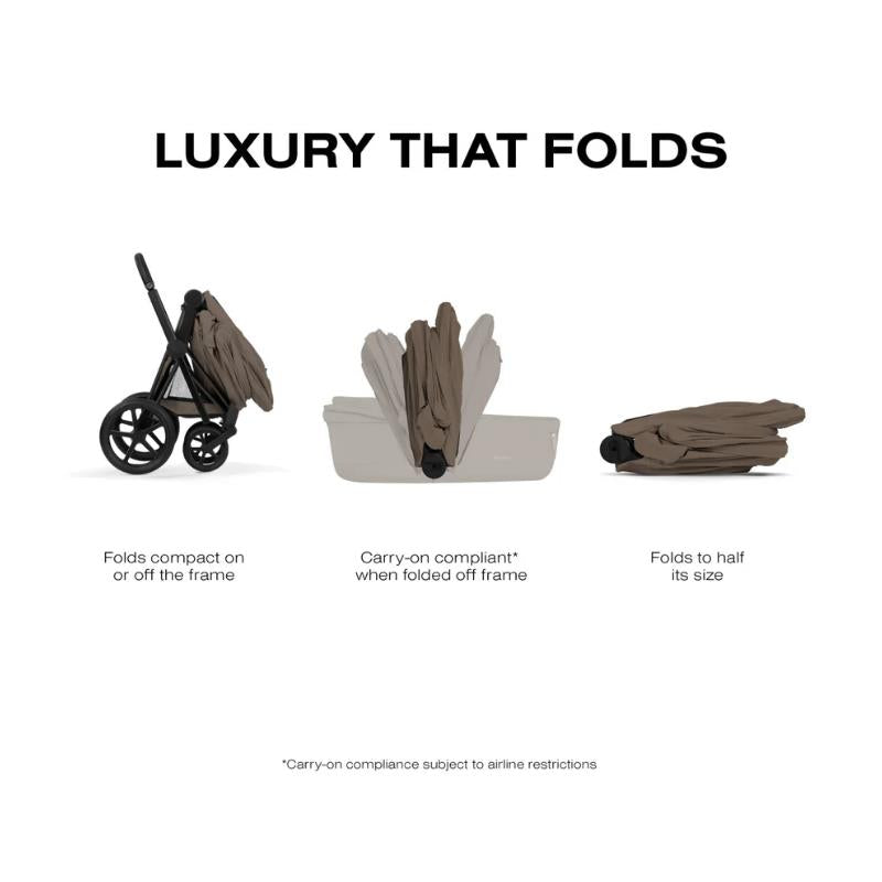 CYBEX PRIAM Fold Lux Carry Cot, Comfort Collection, Coconut Brown