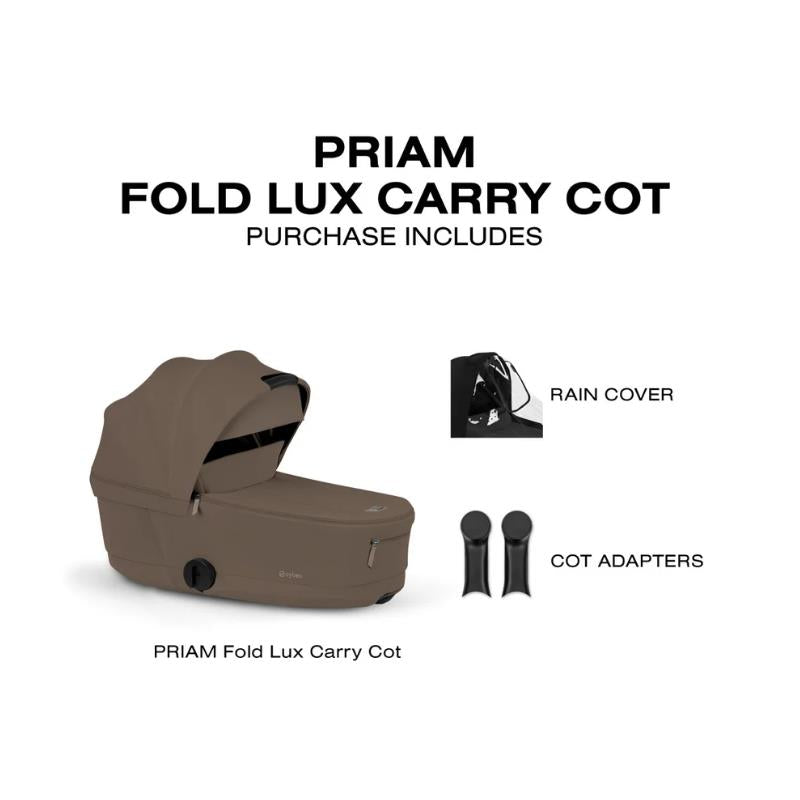 CYBEX PRIAM Fold Lux Carry Cot, Comfort Collection, Coconut Brown