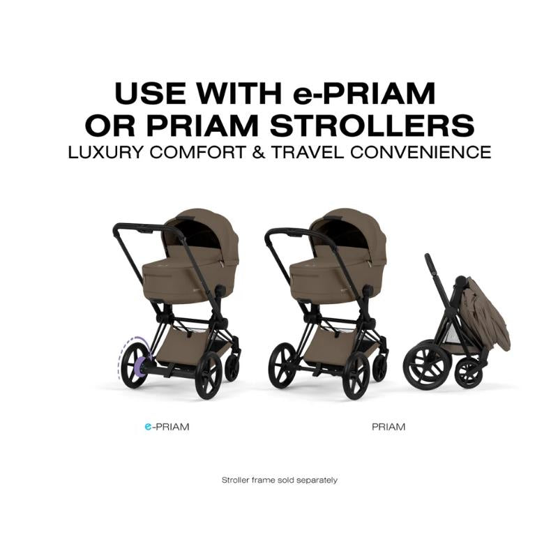 CYBEX PRIAM Fold Lux Carry Cot, Comfort Collection, Coconut Brown